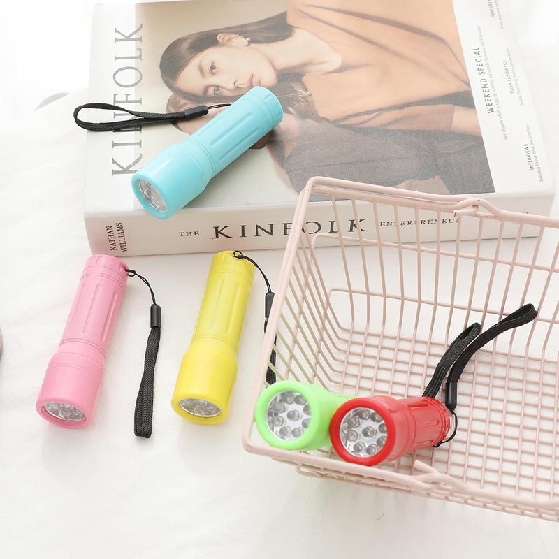Hilngav 50 Pack 9-LED Mini Flashlight Bulk, Small Multicolor Flashlights with Lanyard, Batteries Included, for Hurricane Supplies, Christmas Gifts Stocking Stuffer - Image 5